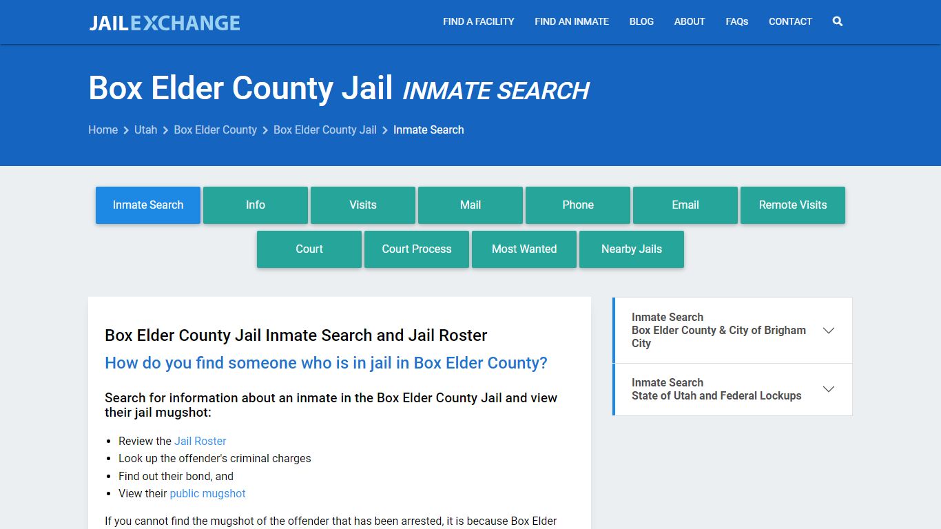 Box Elder County Jail Inmate Search - Jail Exchange