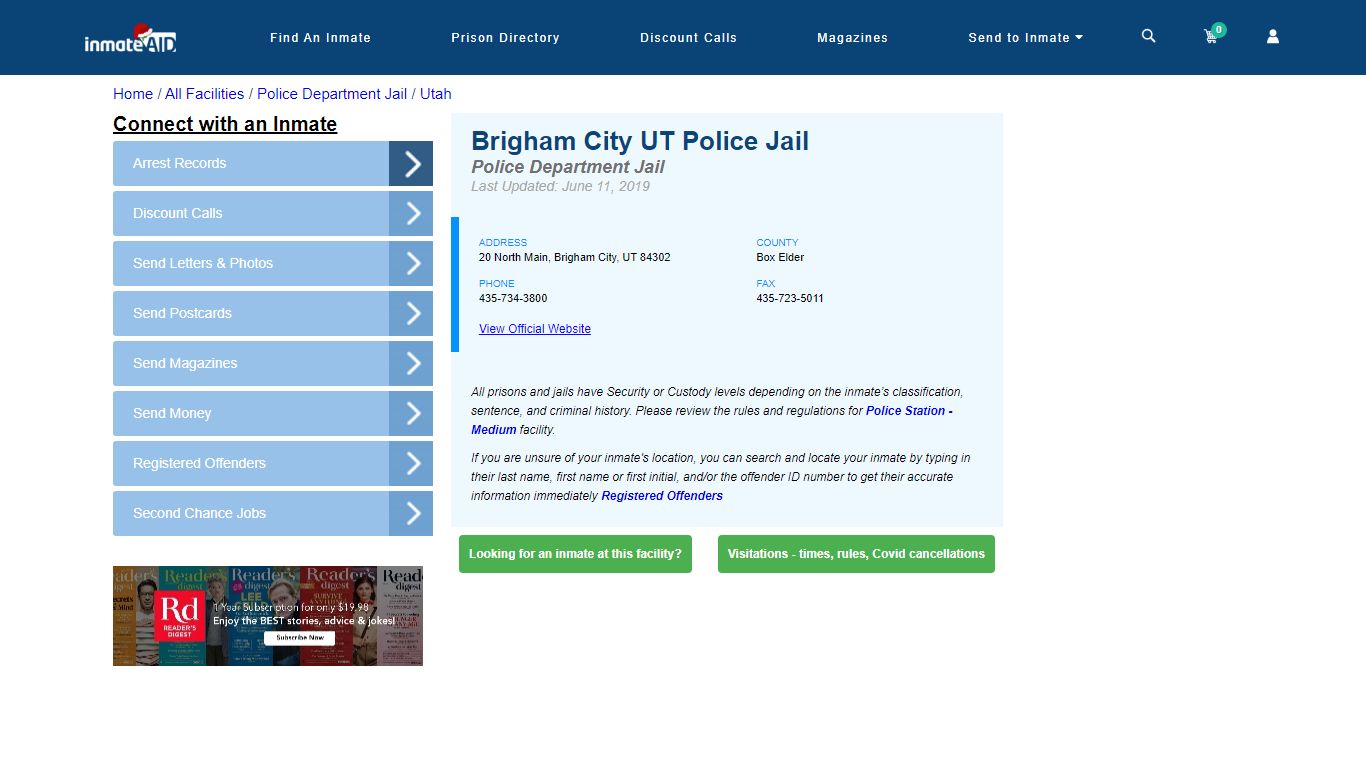 Brigham City UT Police Jail & Inmate Search - Brigham City, UT